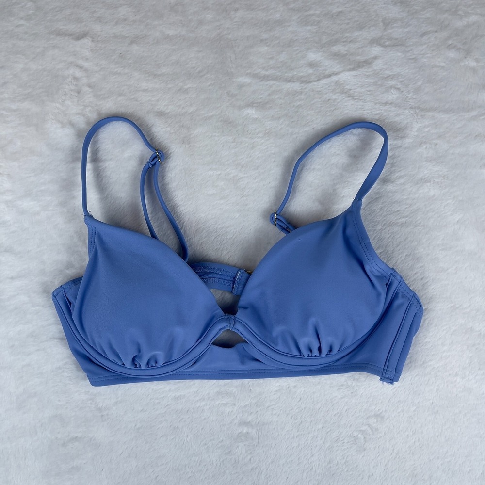 Shade & Shore Bikini Top Women 34B Blue Comfort Removable Pads Adjustable Strap